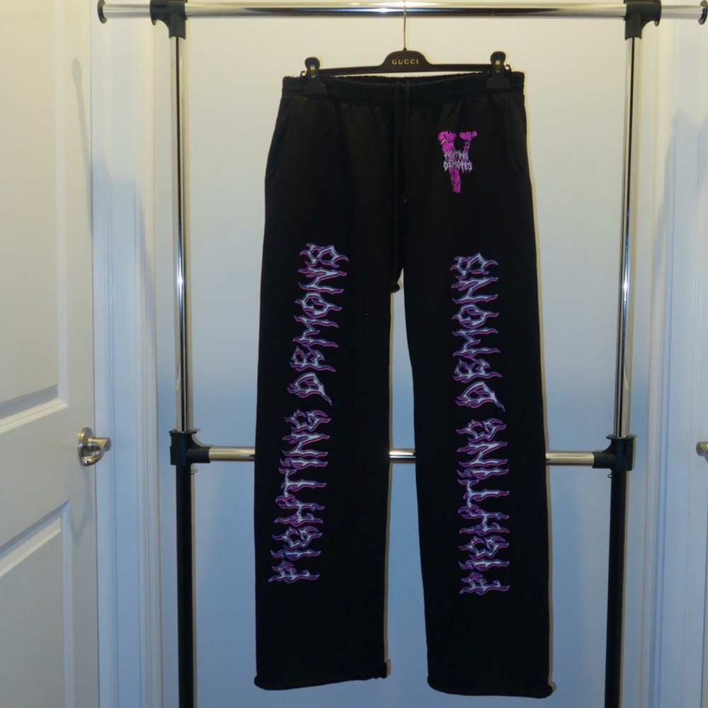 VLONE Fighting Demons Black and Purple Sweatpants
